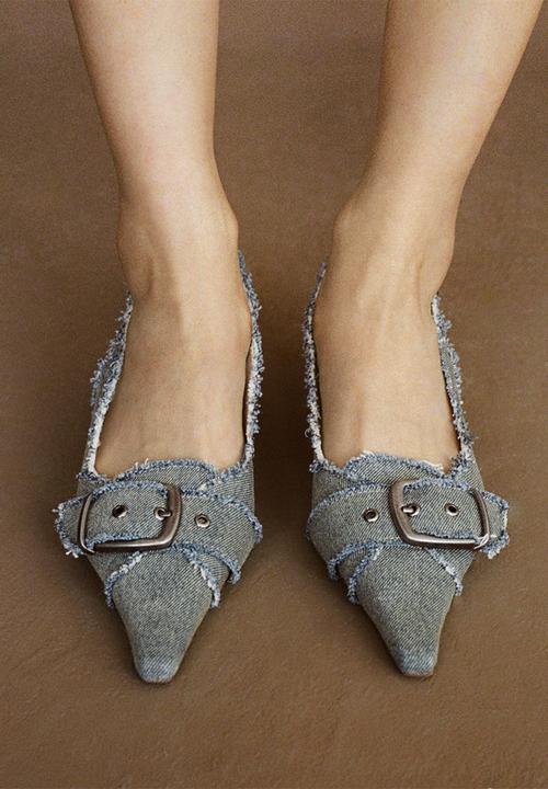 MANGO - Fleco slingback heel - open blue