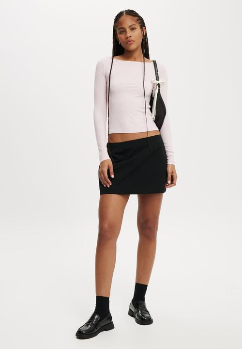 Cotton On - Staple Rib Boat Neck Long Sleeve Top - Soft Pink