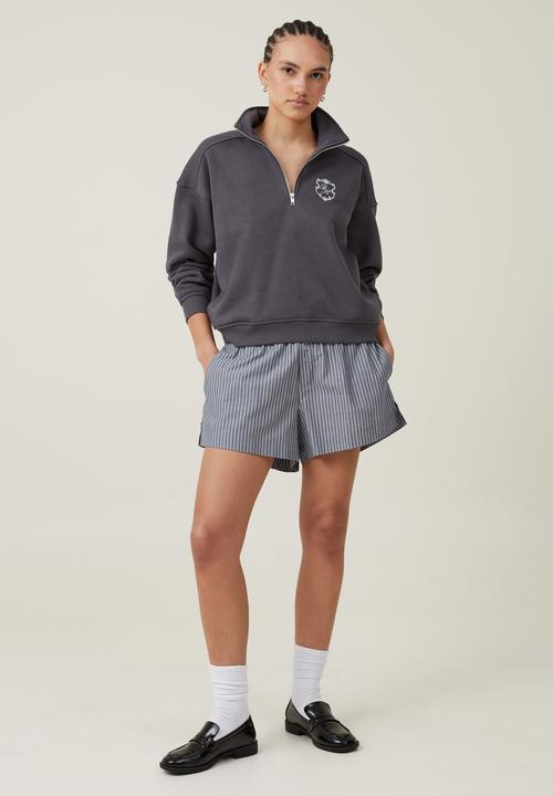Cotton On - Classic Fleece Half Zip Sweatshirt - Bh/Faded Slate