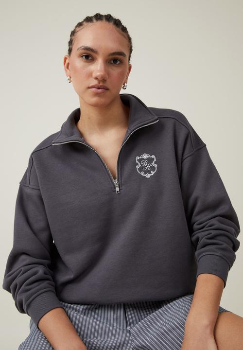 Cotton On - Classic Fleece Half Zip Sweatshirt - Bh/Faded Slate