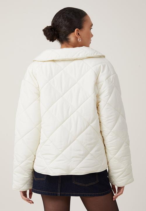 Cotton On - Quilted Tie Up Jacket-Ivory