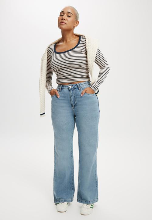 Cotton On - Plus Curvy Stretch Wide Jean - Bells Blue