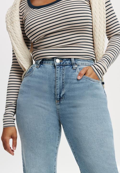 Cotton On - Plus Curvy Stretch Wide Jean - Bells Blue