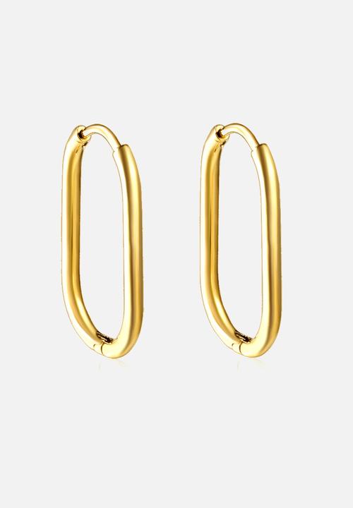Zoe on Trend - Elongated oval hoop earring - gold