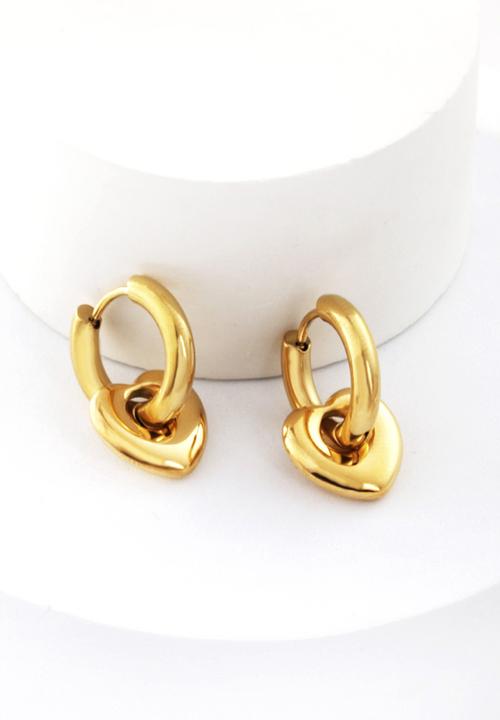 Zoe on Trend - Hoop with heart drop earring - gold