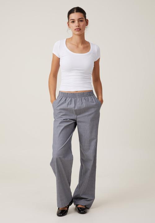 Cotton On - Staple Rib Scoop Neck Short Sleeve Top-White Ii