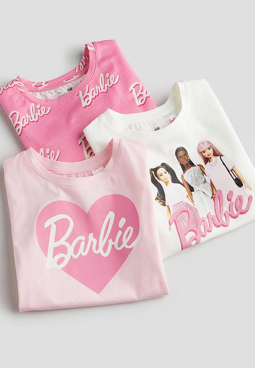 H&M - 3-Pack printed jersey tops - pink barbie
