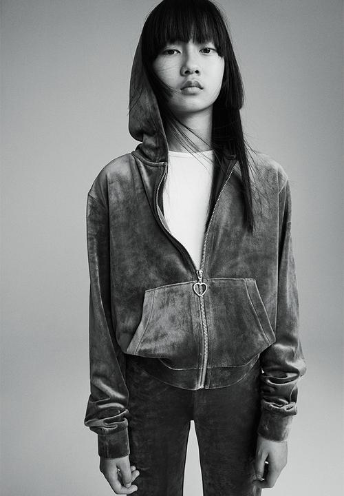 H&M - Velour zip-through hoodie - grey