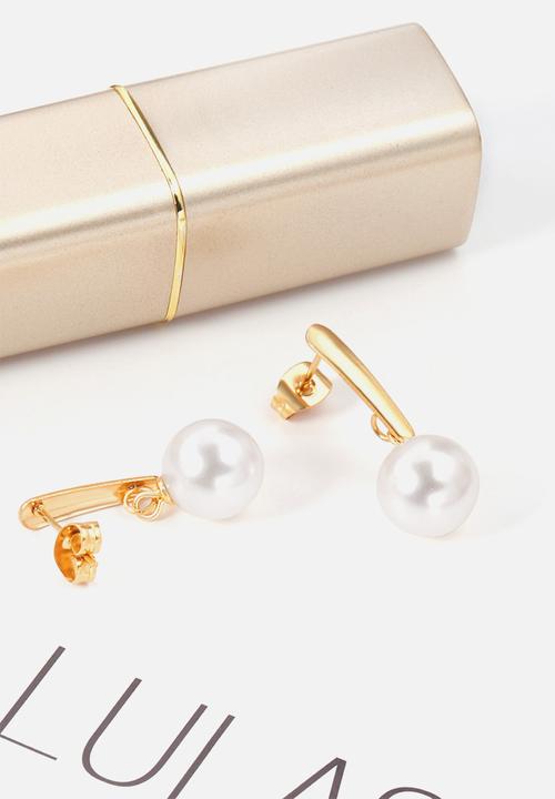 Zoe on Trend - Pearl and bar drop earring - gold