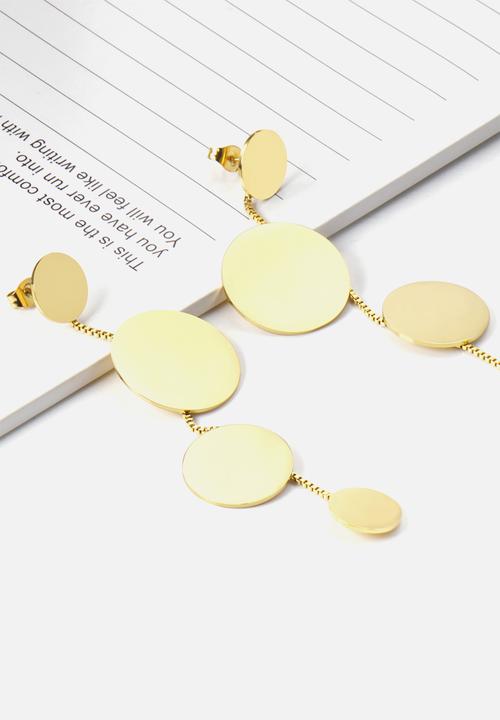 Zoe on Trend - Circle designer drop earring - gold