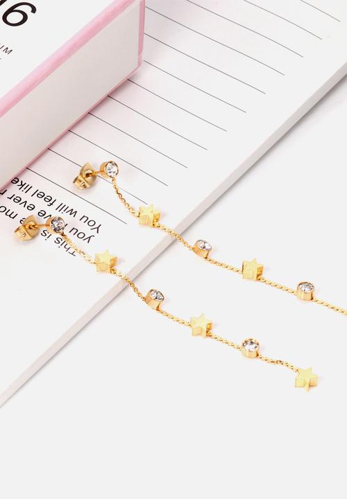 Zoe on Trend - Star and ball drop earring - gold