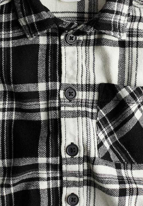H&M - Flannel shirt - black & white 