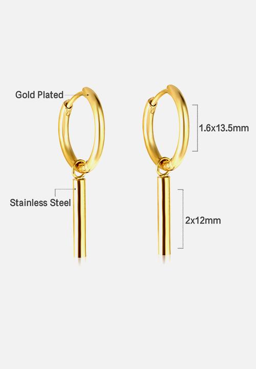 Zoe on Trend - Huggie and bar drop earring - gold