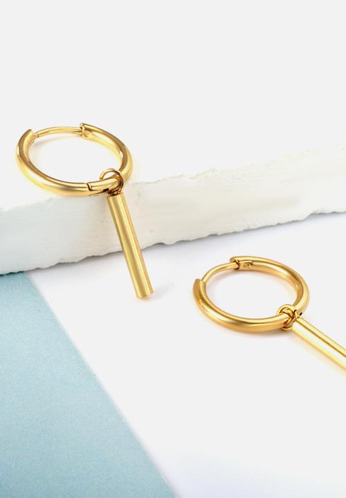 Zoe on Trend - Huggie and bar drop earring - gold