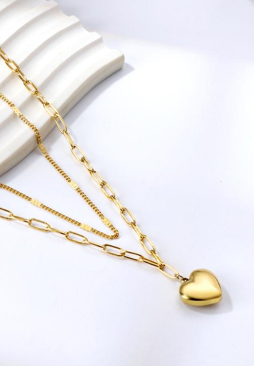 Zoe on Trend - Double-strand heart pendant necklace - gold