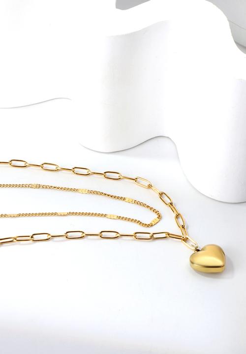 Zoe on Trend - Double-strand heart pendant necklace - gold