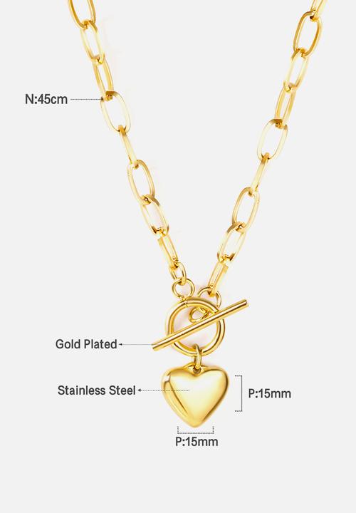 Zoe on Trend - Heart fob necklace - gold