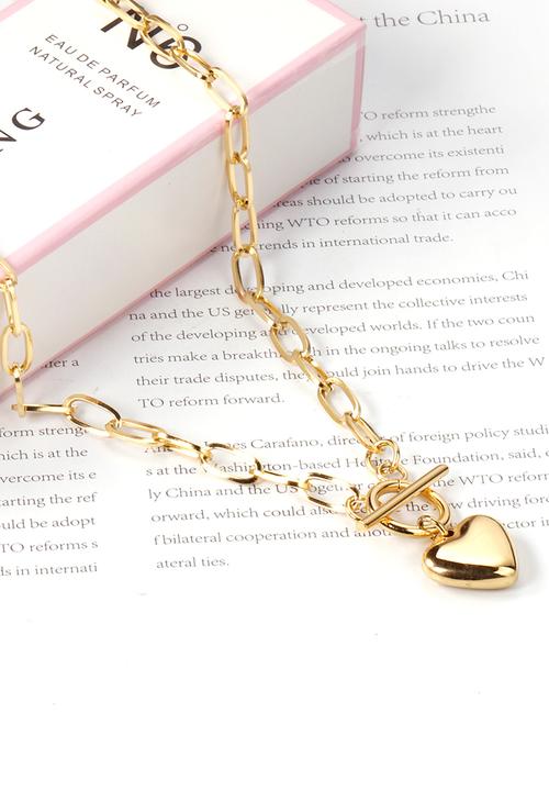 Zoe on Trend - Heart fob necklace - gold