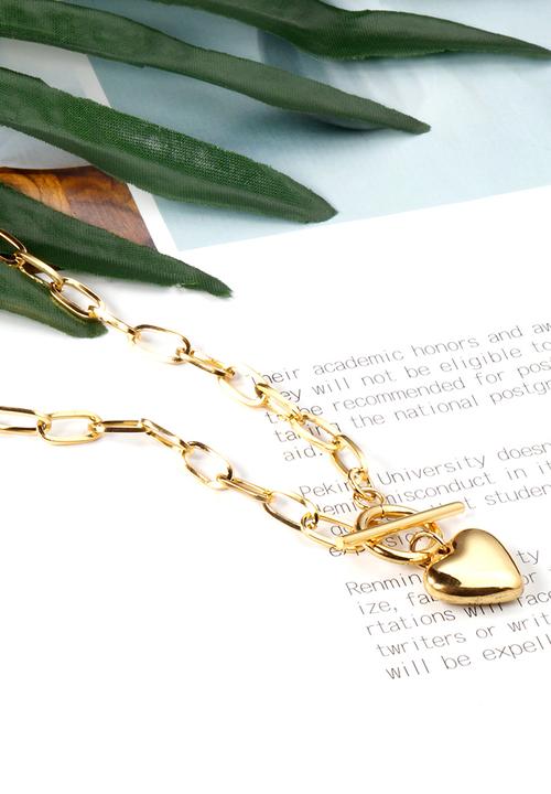 Zoe on Trend - Heart fob necklace - gold