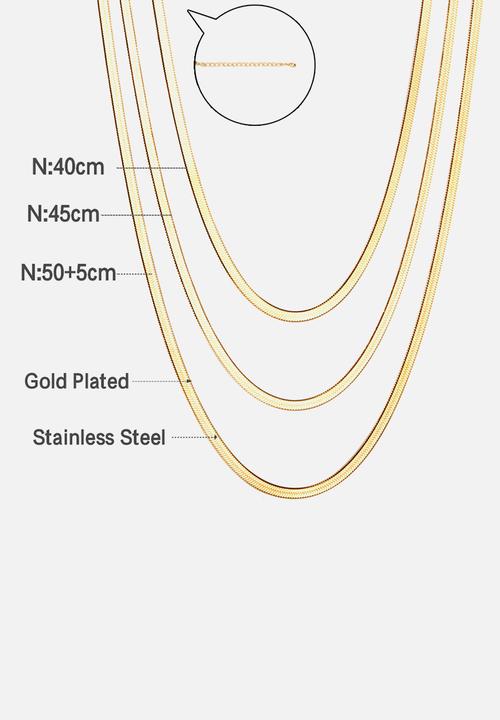 Zoe on Trend - Triple strand snake necklace  - gold