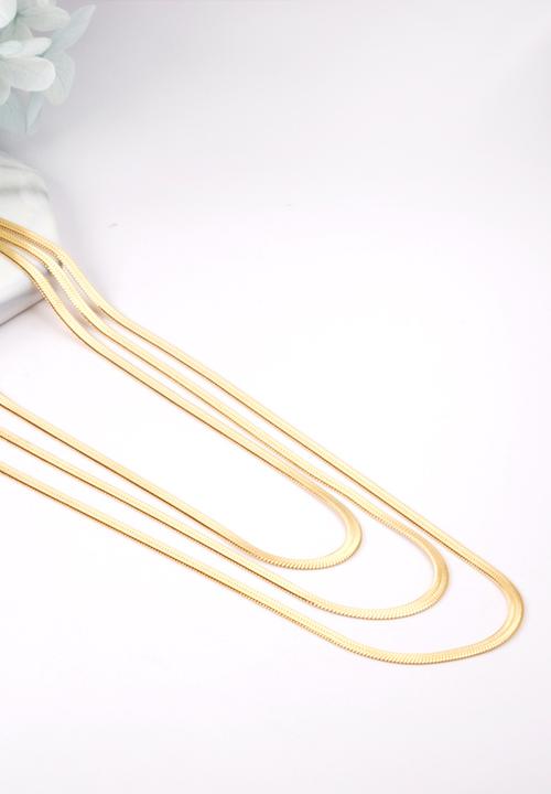 Zoe on Trend - Triple strand snake necklace  - gold