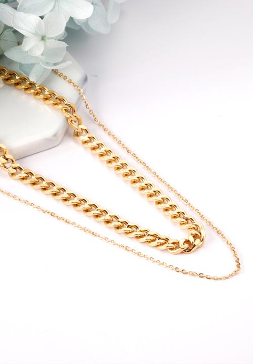 Zoe on Trend - Double strand chunky curb necklace - gold