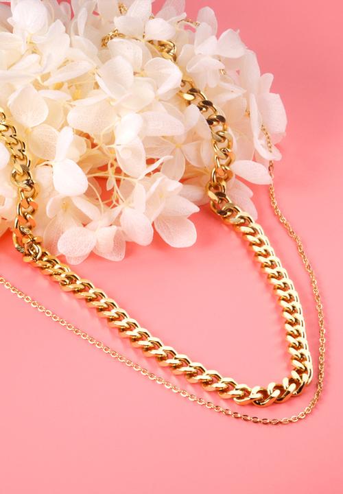 Zoe on Trend - Double strand chunky curb necklace - gold