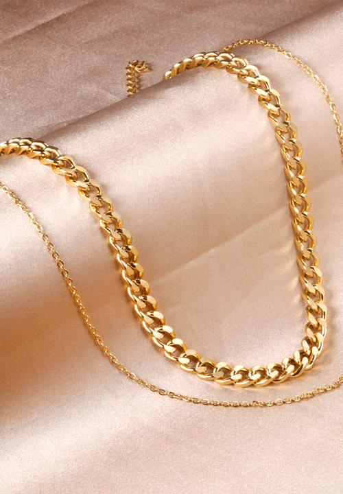 Zoe on Trend - Double strand chunky curb necklace - gold