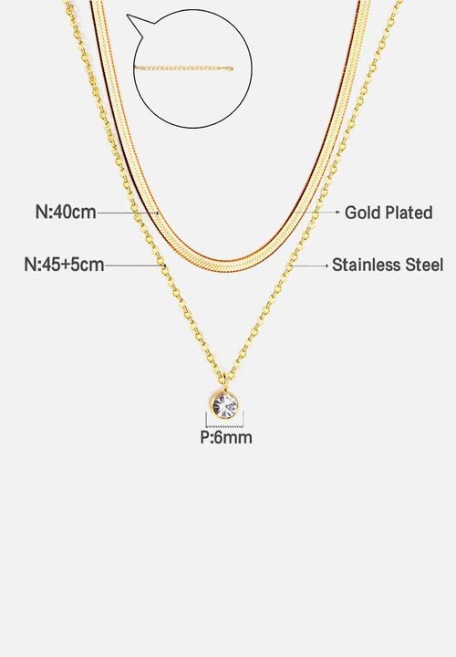 Zoe on Trend - Double strand snake and round drop pendant necklace - gold
