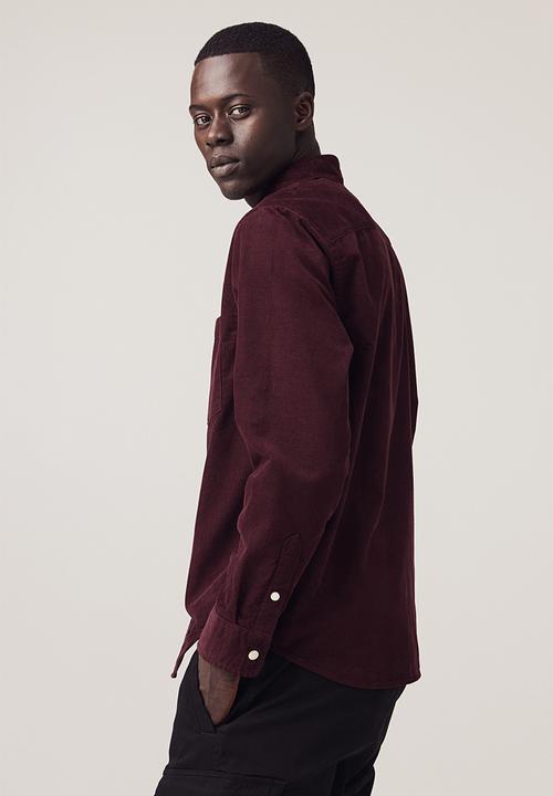 H&M - Regular fit corduroy shirt - burgundy