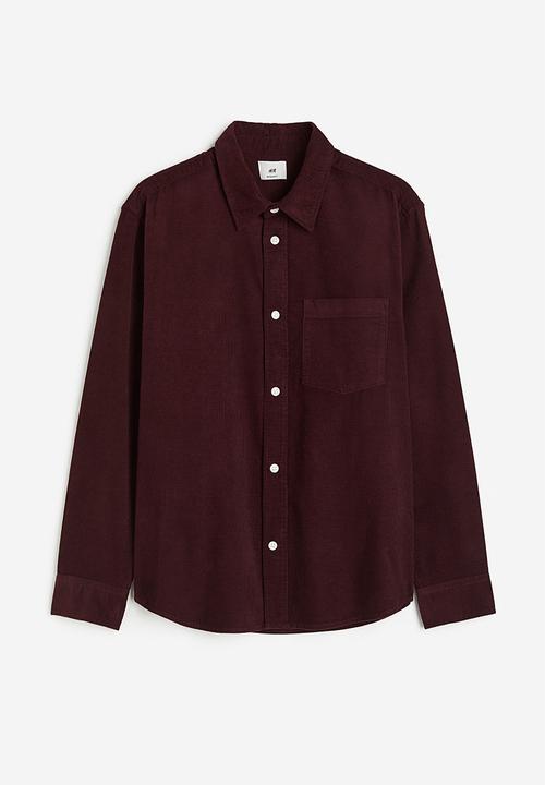H&M - Regular fit corduroy shirt - burgundy