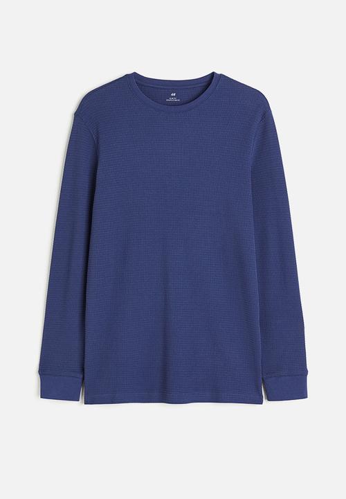 H&M - Slim fit waffled jersey top - blue