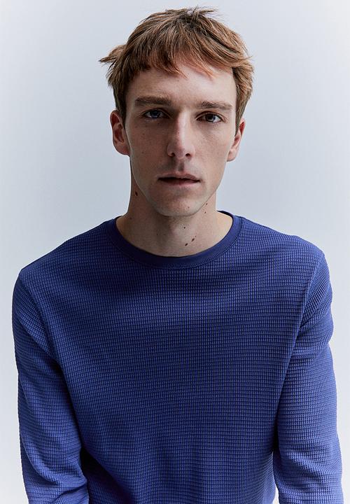 H&M - Slim fit waffled jersey top - blue