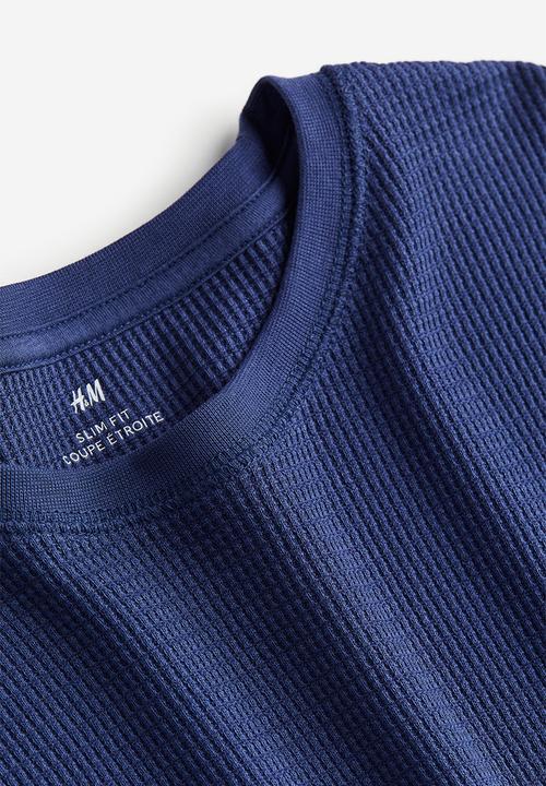 H&M - Slim fit waffled jersey top - blue