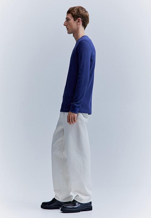 H&M - Slim fit waffled jersey top - blue