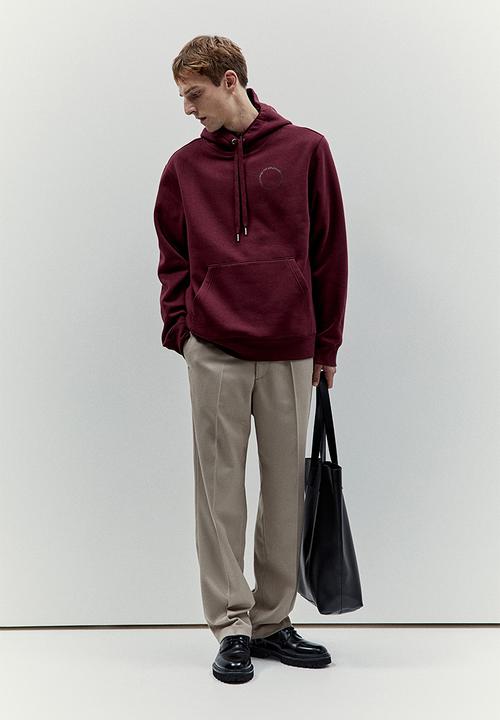 H&M - Regular fit printed hoodie - red