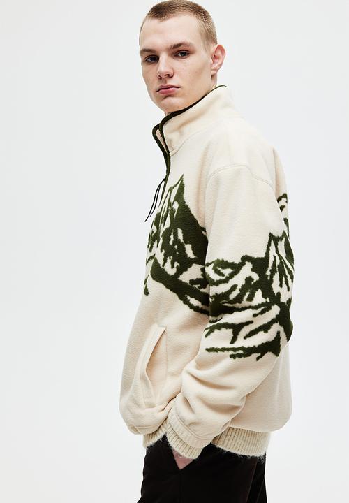 H&M - Loose fit zip-top fleece top - beige