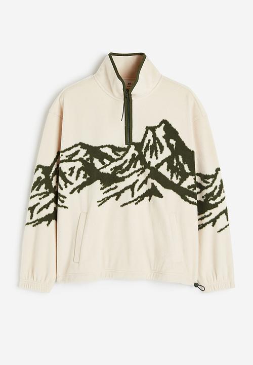 H&M - Loose fit zip-top fleece top - beige