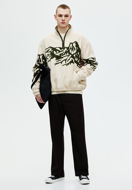 H&M - Loose fit zip-top fleece top - beige