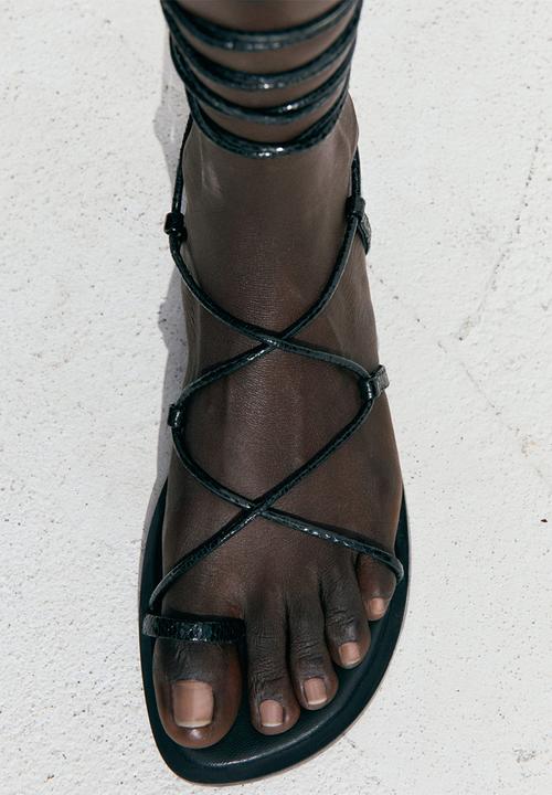MANGO - Gozo strappy sandal - black