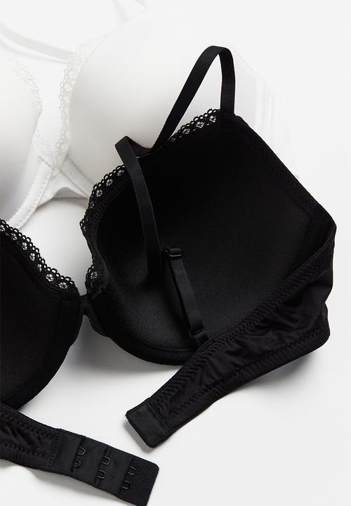 H&M - 2-Pack microfibre padded underwired bras - Black White