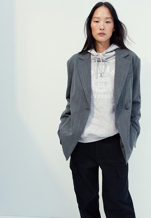 H&M - Motif-front hoodie - grey