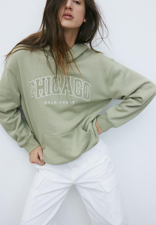 H&M - Text-motif hoodie - green