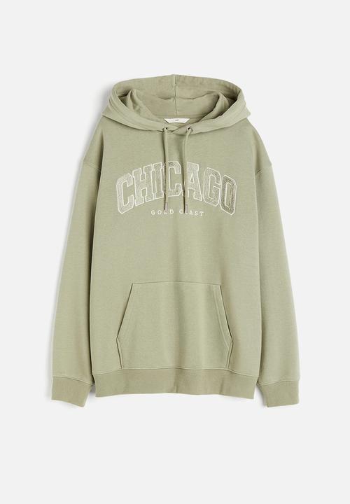 H&M - Text-motif hoodie - green
