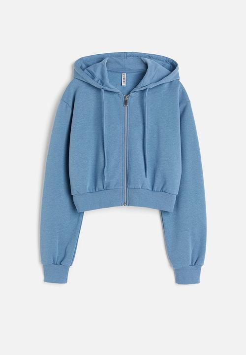 H&M - Cropped zip-through hoodie - blue