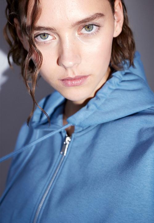 H&M - Cropped zip-through hoodie - blue