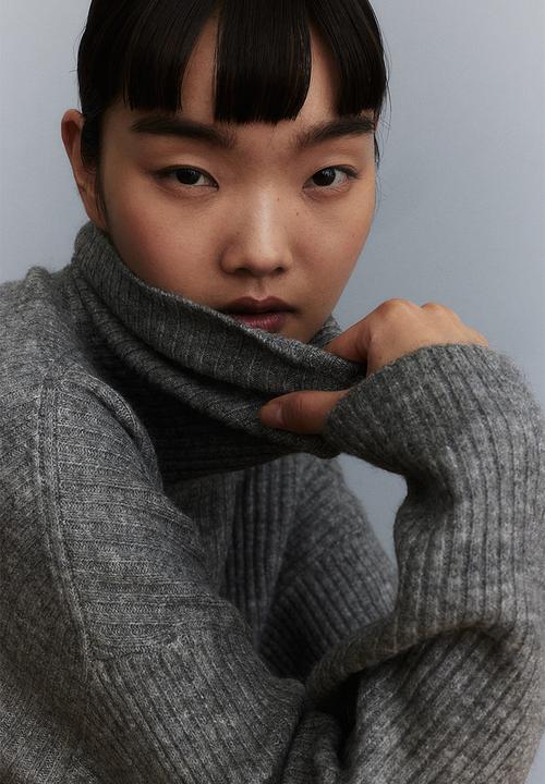 H&M - Oversized polo-neck jumper - grey