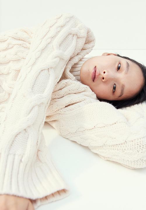 H&M - Cable-knit turtleneck jumper - cream