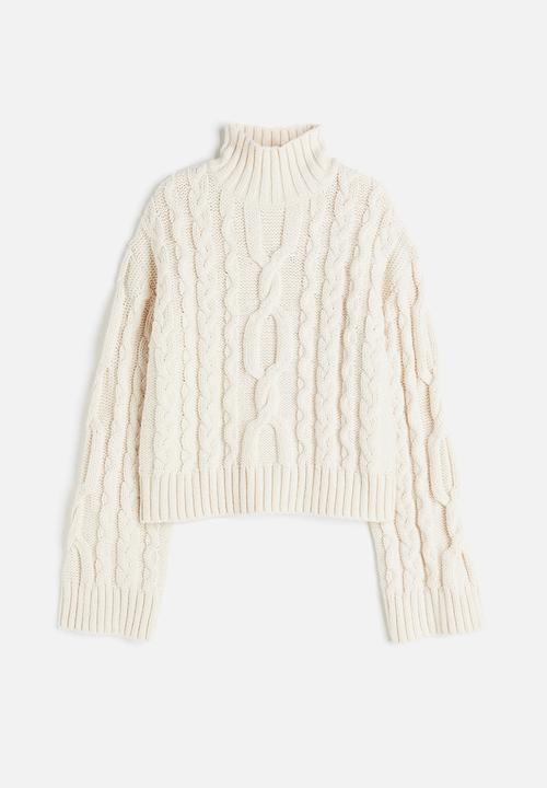 H&M - Cable-knit turtleneck jumper - cream