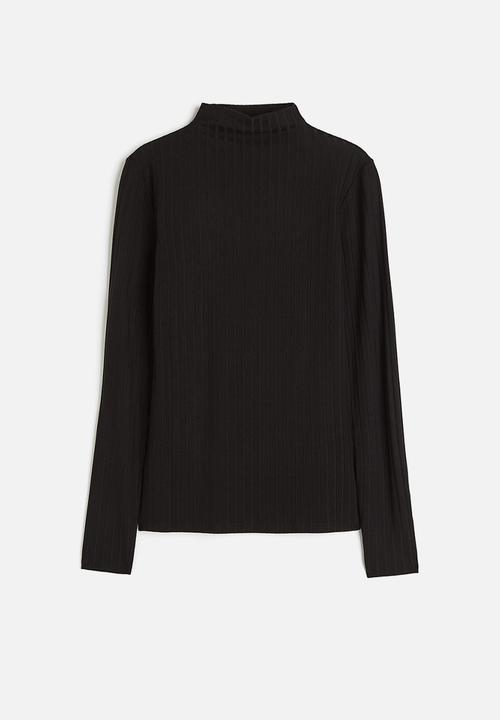 H&M - Ribbed turtleneck top - black